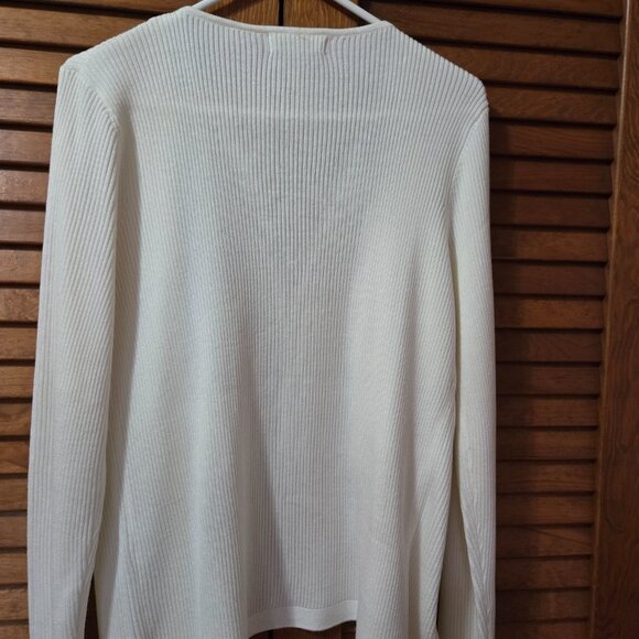 Calvin Klein Long Sleeve Off White/Cream and Gold Cardigan Medium - Picture 5 of 7